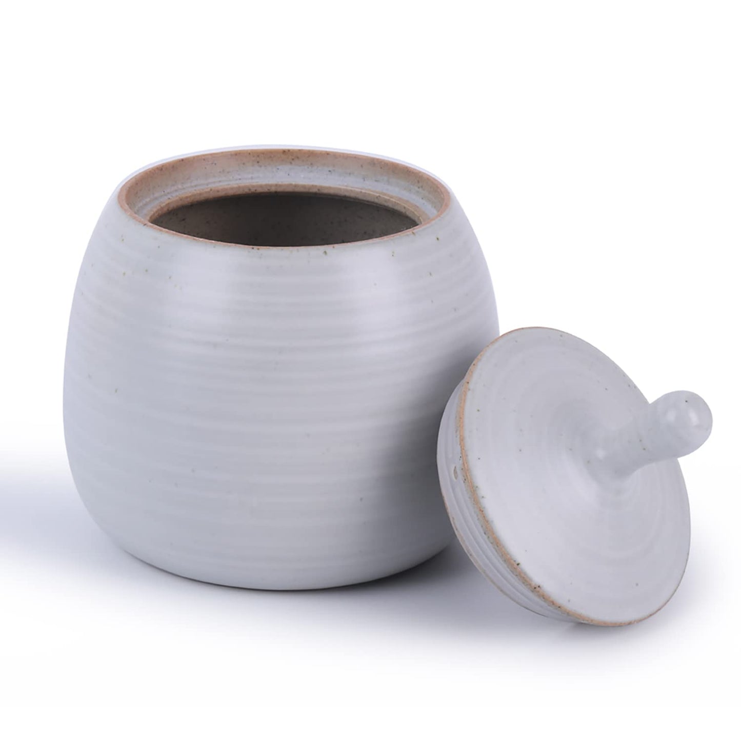 Kitchen Canisters Vintage Ceramic Food Storage Jar with Airtight Lid for Tea, Coffee, Herb, Sugar, Spice, Nuts (White)