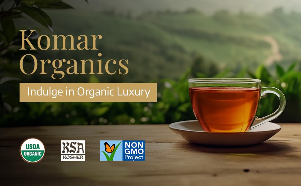 Komar Organics Loose Leaf Green Tea – 16Oz USDA Organic for Energy Boost, Antioxidants – Certified Kosher Delicate Flavor Assam Tea Organic Tea Leaves Ideal for Morning, Afternoon
