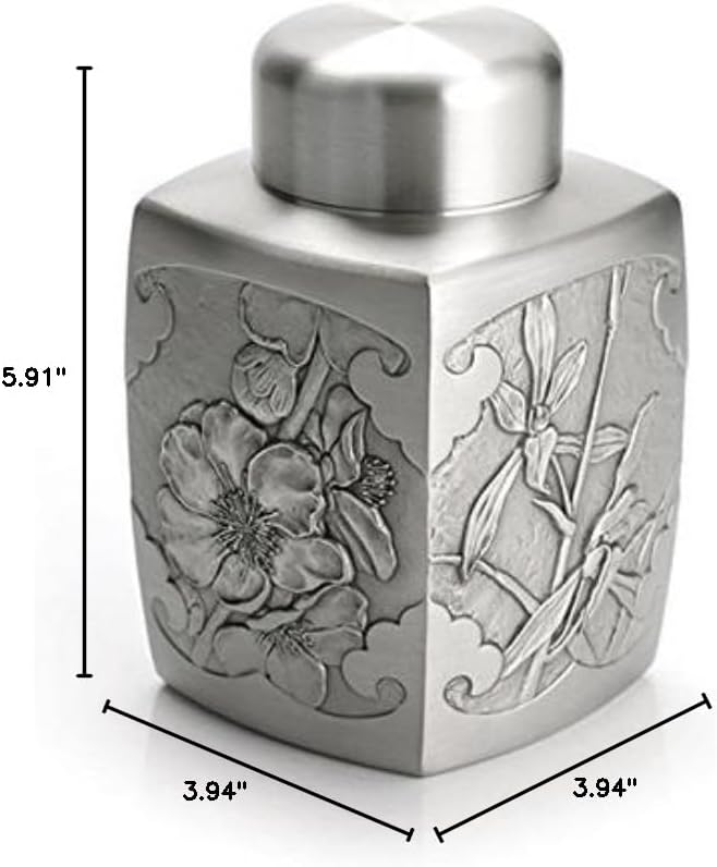 Royal Selangor Hand Finished Four Gentlemen Collection Pewter Airtight Tea/Coffee Caddy (L) Gift