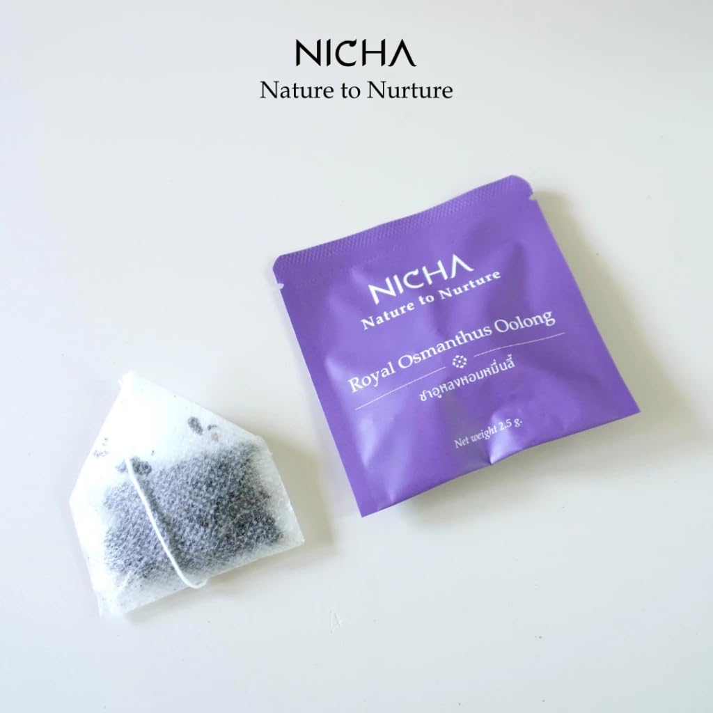 นิชา Aromatic Osmanthus Oolong Tea Bags – Premium Wulong Tea Sachets – Delicate Floral Scent & Smooth Flavor – Hot & Cold Brew (2.5g x 25 Sachets)