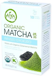 Aiya Organic Matcha Infused Gyokuro | Organic Ceremonial Matcha Green Tea, Organic Gyokuro | 10 Count
