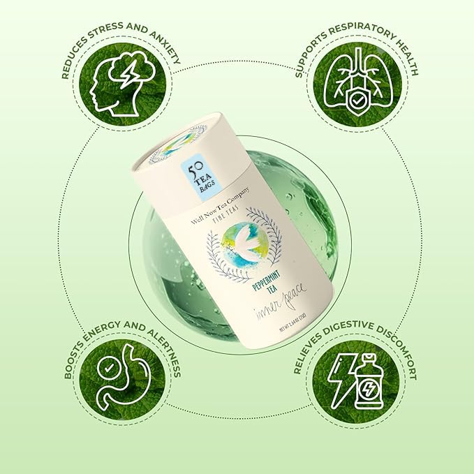 Life Plus Style Gourmet Well Now Herbal Peppermint Tea Natural Fine Teas Refreshing Organic Herbal Infusion Caffeine Free Non-GMO Digestive Comfort