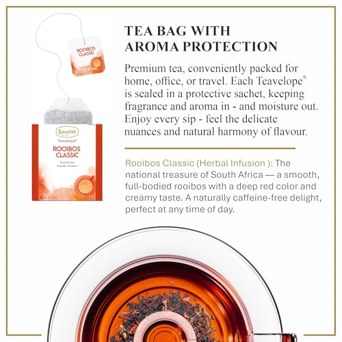 Ronnefeldt Teavelope Rooibos Classic – Naturally Caffeine-Free South African Red Herbal Tea – 25 Individually Wrapped Tea Bags