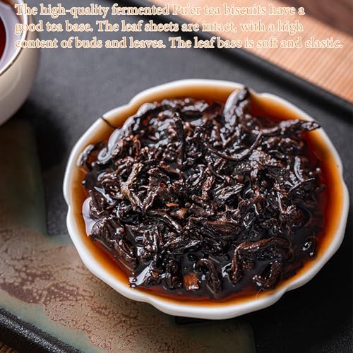 Shengmingxi Puerh Tea Cake Ripe Pu-erh Tea Pu erh Tea Cake Aged Fermented Pu erh Tea Large-leaf Variety 普洱茶 茶饼 普洱熟茶 12.6oz/357g