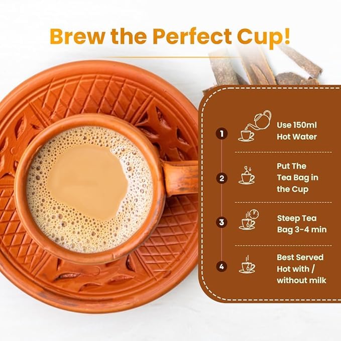 Goodwyn Masala Chai Tea – 100 Individually Wrapped Plastic-Free Tea Bags, Medium Caffeine Black Tea with Pure Indian Spices Cardamom Clove Cinnamon