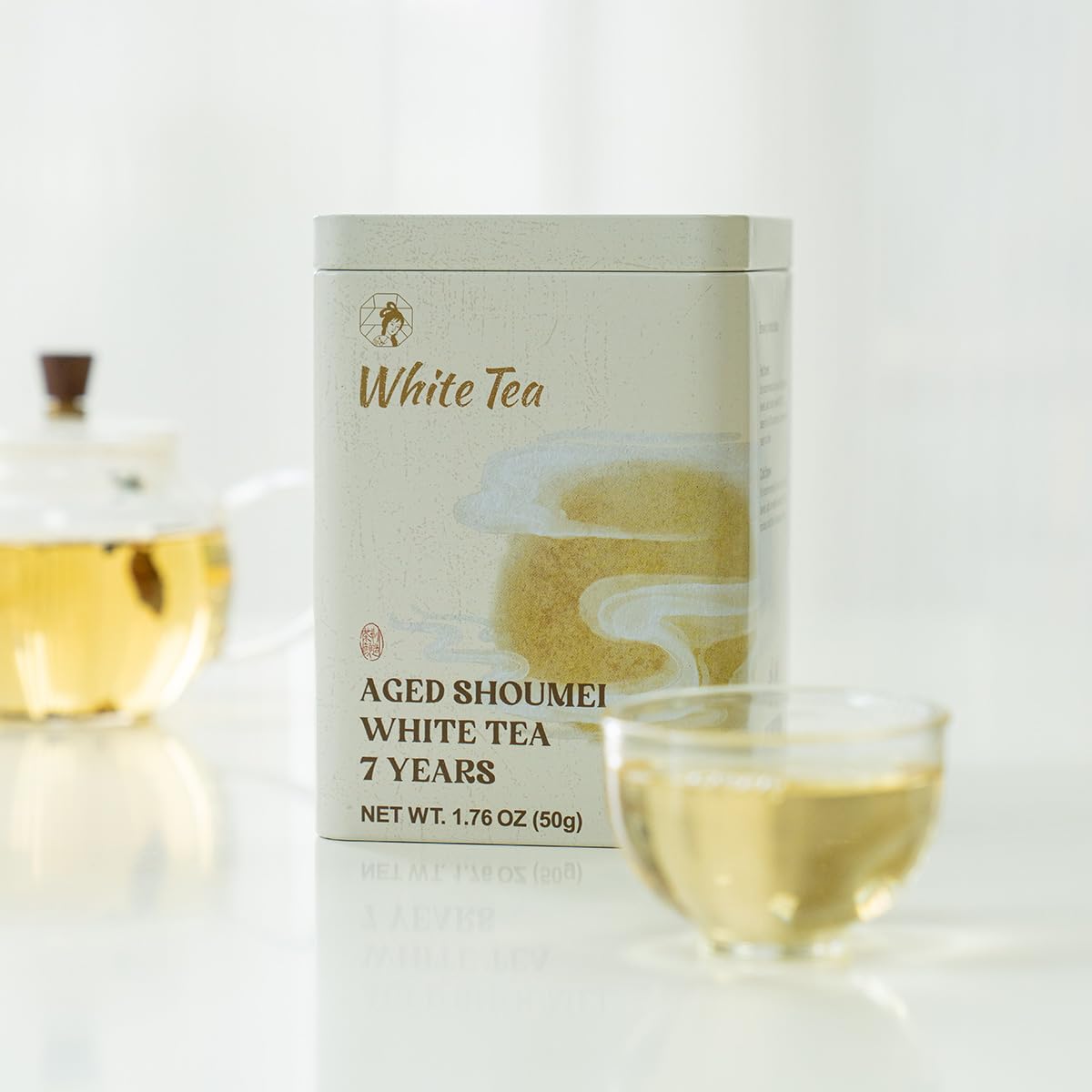 Chayan White Tea Loose Leaf,Authentic Chinese White Tea, Premium 7 Years Aged Shoumei White Tea, with Rich Sweet Jujube Aroma, Fast Hot or Quick Cold Brew, 1.76oz /50g Canister