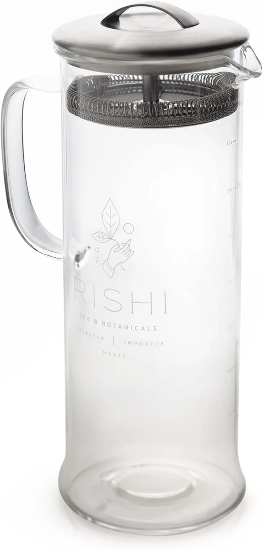Rishi Tea Simple Brew Teapot for Loose Tea, Borosilicate Glass, 1000ml | Borosilicate Glass Teapot, Built-In Strainer, Everyday Teaware, Easy to Clean, Sustainable, For Loose Leaf Tea