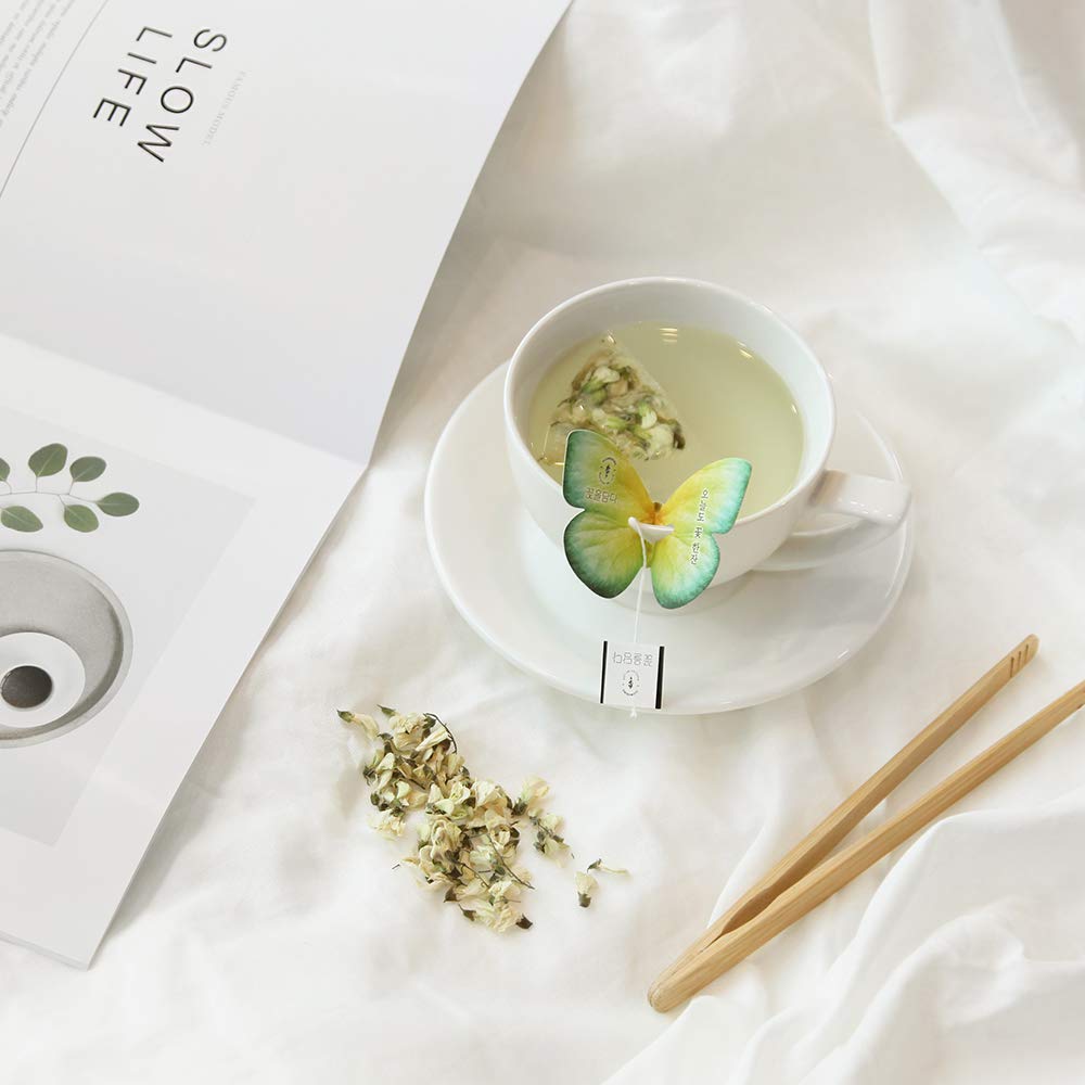 KKOKDAM Korean Tea Gift Set Sampler – 3 Flavor Pink Butterfly Tea Bag Sampler – Elegant Box for Tea Lovers - Perfect as Korean Gifts for Women