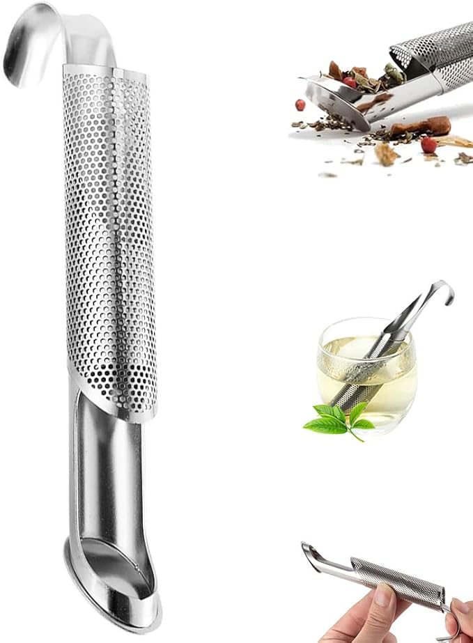 Stainless Steel Tea Diffuser,Upgrade Tea Pipe Stainless Steel Tea Infuser with Hanging Hook Handle,Fine Holes Tea Strainers Interval Diffuser for Loose Tea Coffee Seasonings Spices (1 PCS)