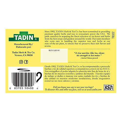 Tadin Lemongrass Herbal Tea. Caffeine Free. 24 Tea Bags. 0.84 oz. Pack of 2