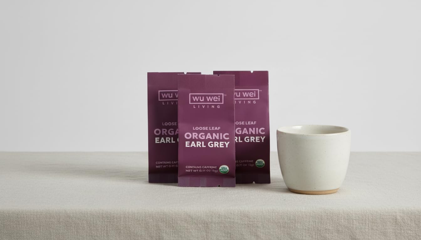 Organic Earl Grey Loose Leaf Tea, USDA Organic Certified, Citrusy and Floral, Single Serve Loose Leaf Tea (32-Pack), Limited Small Batch, Single Origin, Whole Leaf Tea,