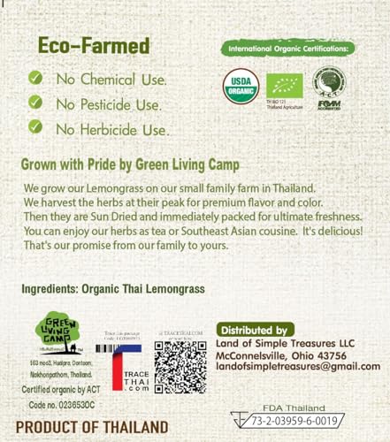 Organic Lemongrass Tea Bags - 40 Natural Corn Fiber Sachets - for Hot or Cold Drinks - Caffeine Free