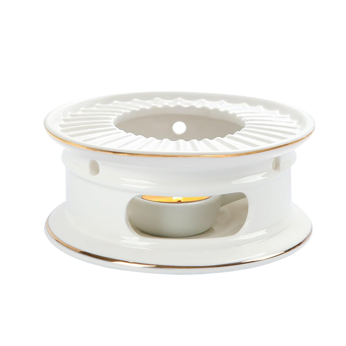 KAYCROWN Teapot Warmer, Ceramic Tea Warmer with Tealight Holder, Teapot Heater for Heating Coffee, Milk, Tea Light Heater