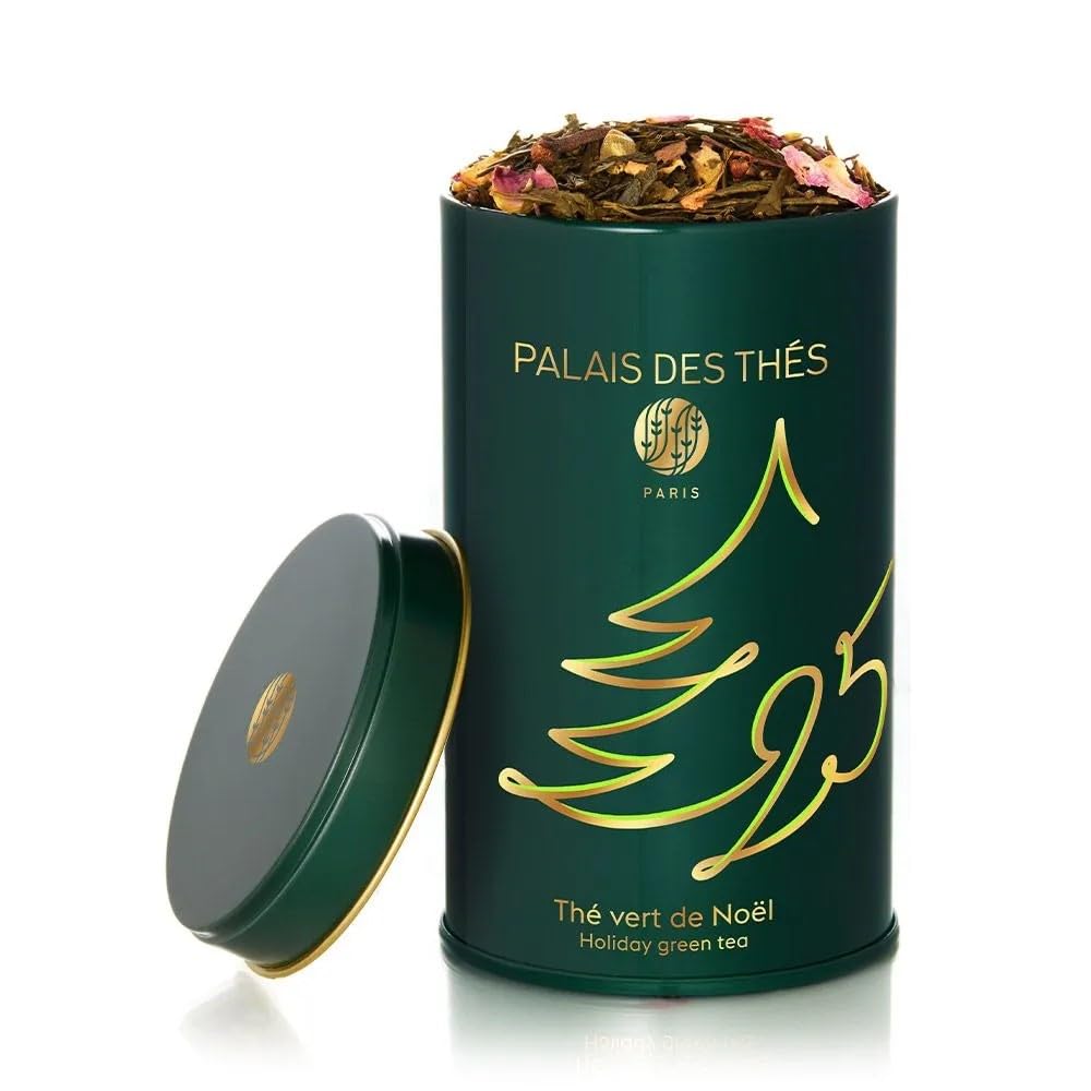 Palais des Thés - Holiday Green Tea N°25 - Premium Gourmet Organic Green Tea with citrus & spices - 3.5oz Loose Leaf Metal Gift Tin - Serves