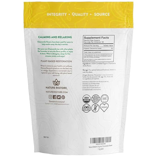 Organic Chamomile Whole Flower, Loose Leaf, Tea Leaves, 4oz