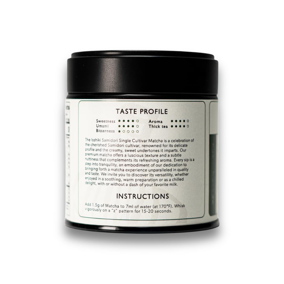 Isshiki Matcha Powder – Premium Ceremonial Grade Samidori Green Tea from Uji, Japan – Exceptional Authentic Japanese Matcha - Quality 30g Tin - 20 Servings