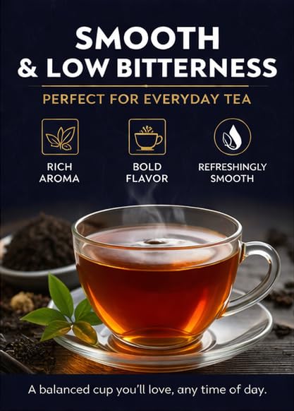 TAZKIA Nilgiri Black Tea (Loose Leaf) – Ginger | Smooth, Non-Bitter Indian Tea | Daily Wellness Teas for Energy, Refresh & Relaxation | 100 Cups Total