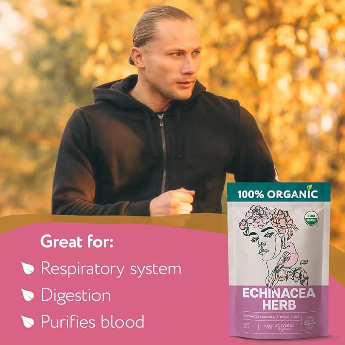 Echinacea Tea Loose Leaf (4 oz.) - Organic Echinacea Herb - Equinacea Organica - Great for Seasonal Changes - Supports Faster Recovery