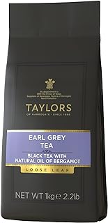 Taylors of Harrogate Earl Grey, Black Tea, Loose Leaf, 1 Kilo Bag|2.2lb, Fragrant, Delicate & Light, Caffeinated, Premium Whole Leaf Tea