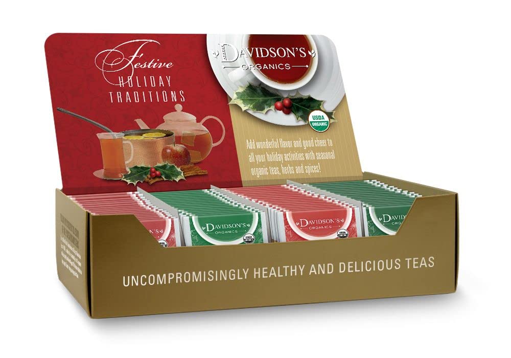 Davidson's Organics, Assorted Holiday Teas & Mulling Spices, 100-count Individually Wrapped Tea Bags