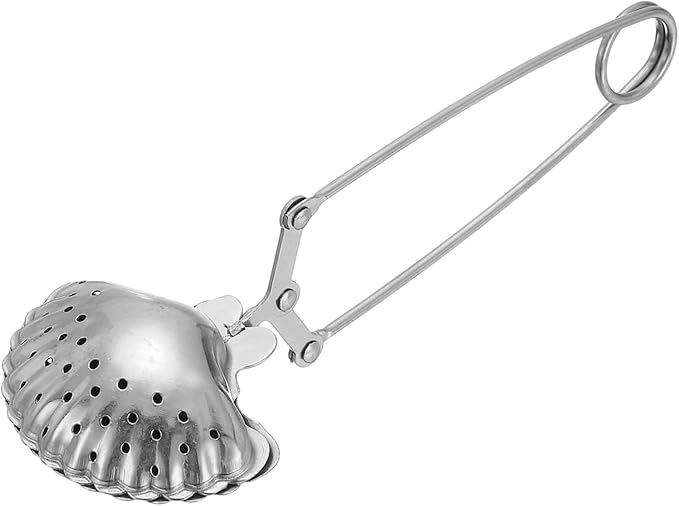 uxcell 1 Pcs Tea Infuser, Stainless Steel Loose Leaf Tea Infuser Filter, Long Handle Tea Steeper Strainers for Cup and Teapot for Tearoom Office Home, Shell Shaped Silver