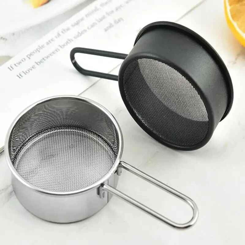 1Pc Sliver Flour Sifter, Stainless Steel Fine Mesh Long Handle Strainer