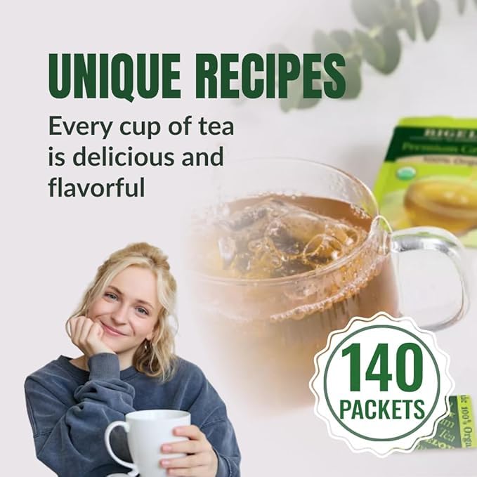 Premium Bigelowwss Organic Green Tea – 140 Individually Wrapped Tea Bags – Fresh, Smooth Taste – Daily Tea for Energy & Wellness – Long-Lasting Value Pack