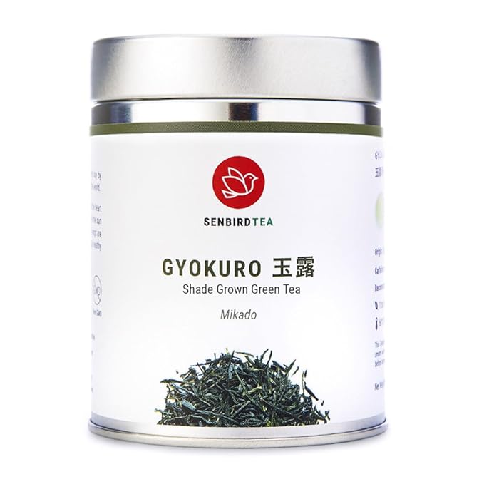 Senbird Premium Gyokuro, Japanese Shade Grown Green Tea - From Kyoto Japan - Imperial Loose Leaf Green Tea In Airtight Tea Tin (1.76oz/50g) (Mikado)