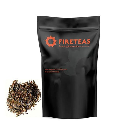 Fire Teas Relaxing Rooibos Evening Tea- Organic Red Rooibos, Peppermint, Lavender, Raspberry Leaf, Ginger, Saffron - Caffeine Free, Herbal Tea