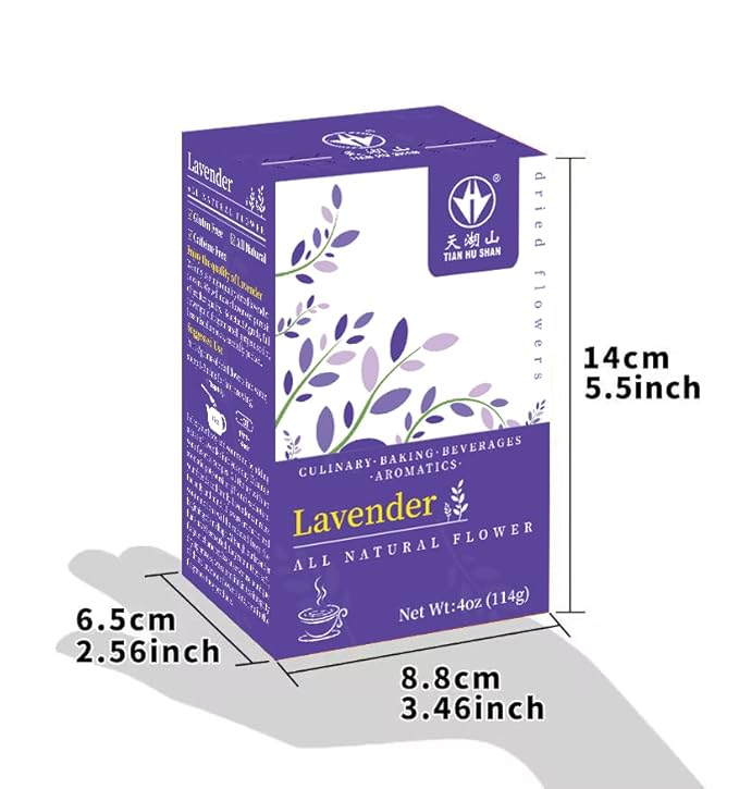 Tian HU Shan Dried Lavender Flower Buds, Culinary Food Grade for Baking, Fresh Fragrance, 4 Ounce, Caffeine Free Suger Free Vegan Herbal Tea