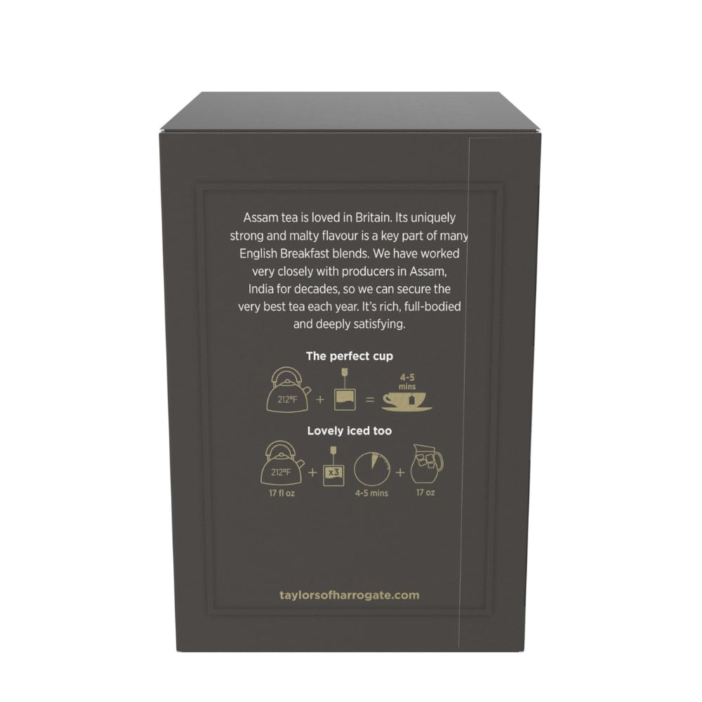 Taylors of Harrogate Assam, Black Tea, Individually Wrapped Bags, 20 Count (Pack of 1), Full-bodied, Satisfying & Malty, Caffeinated, Enjoy Hot or Iced, 20 Teabags