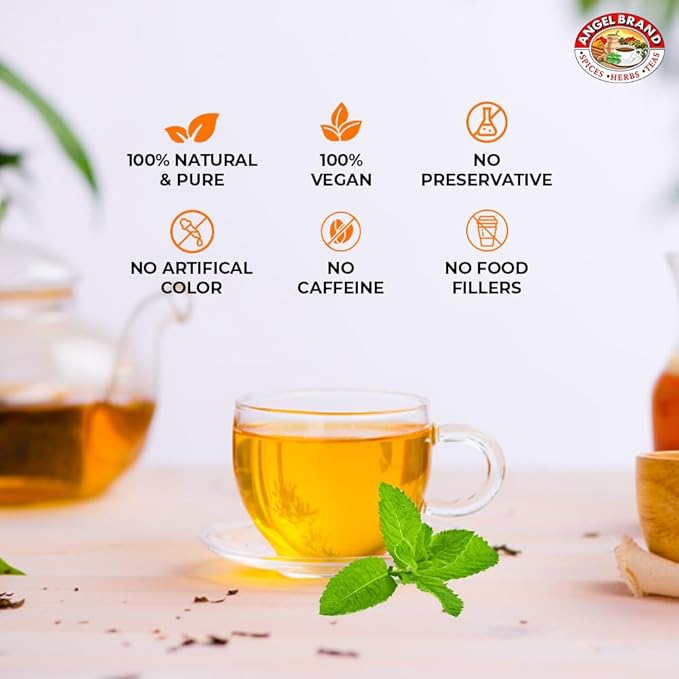 Angel Brand Peppermint Tea Bags 20 – Pure Caffeine-Free Herbal Mint Tea for Relaxation and resh Breath Made with Pure Peppermint for a Delightful Sip