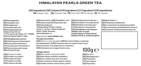 VAHDAM Himalayan Pearls Green Tea Loose Leaf (3.53oz|50+ Cups)Single Origin