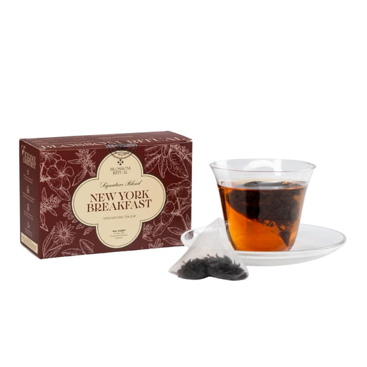 BLOSSOM RITUAL Newyork Breakfast – Strong &amp; Smooth Black Tea with Caffeine – 20 Corn Based Pyramid Bags – Serve Upto 60 cups – Energizing Morning Tea Blend for Focus &amp; Clarity – Resealable Zip Pouch| 2.65oz