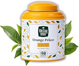 McCoy Teas Orange Pekoe Black Tea Loose Leaf Tea with Rich Smooth and Aromatic Brew Make Hot or Cold Ice and Brews with Premium Tea from Sri Lanka, 100g Can (Pack of 01)