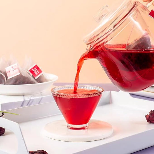 Hibiscus Flower Tea 洛神花茶 – 100g/3.5oz (50 Pyramid Tea Bags), 100% Natural, Caffeine-Free, Sugar-Free