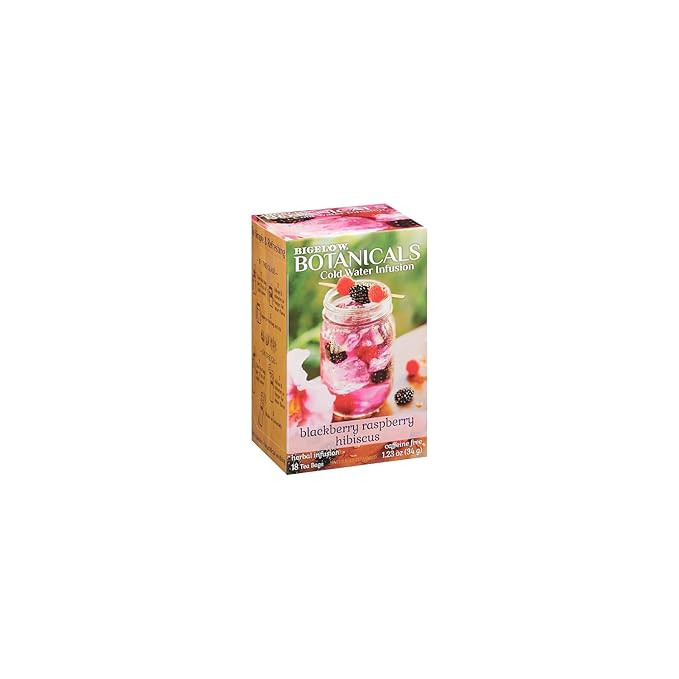 Bigelow Botanicals Cold Water Infusion Blackberry Raspberry Hibiscus Tea Bags 18 Count Box (Pack of 