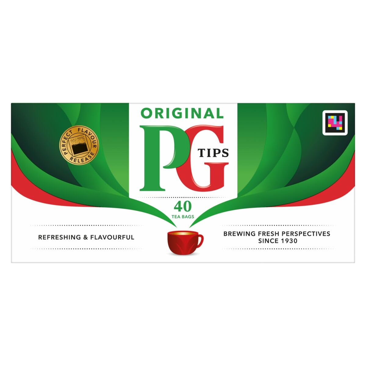PG Tips Premium Black Tea Bags Non-Pyramid, 40 Count