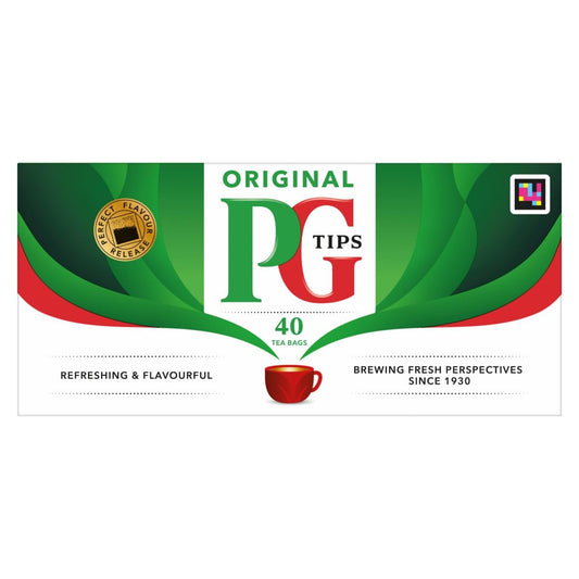 PG Tips Premium Black Tea Bags Non-Pyramid, 40 Count