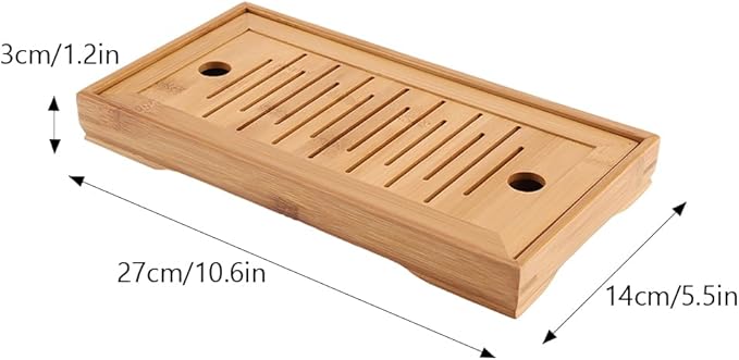 Joyzan Chinese Tea Tray, Mini Bamboo Small Gongfu Tea Table Set Japanese Serving Kung Fu Plate Drainage Reservoir Drawer Type Water Storage Box Chassis Wooden Home Office Household Teahouse Bar