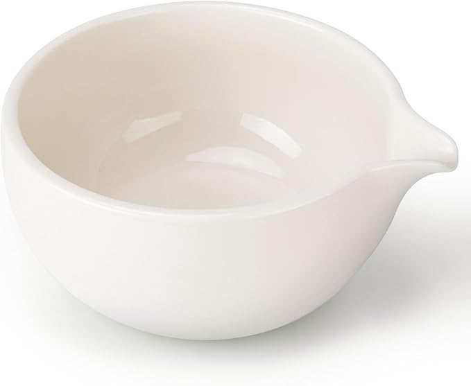 Matcha Bowl with Spout, Ceramic Matcha Tea Bowl (Chawan), Traditional Matcha Mixing Bowl for Whisking Matcha, Ivory White (18 Ounce)