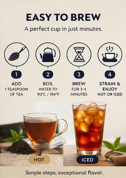 TAZKIA Nilgiri Black Tea (Loose Leaf) – Ginger | Smooth, Non-Bitter Indian Tea | Daily Wellness Teas for Energy, Refresh & Relaxation | 100 Cups Total