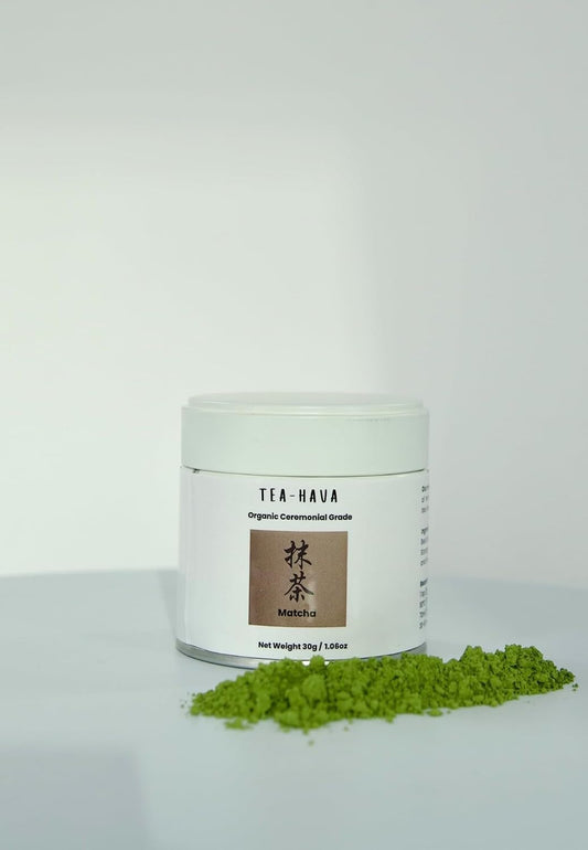 TEA-HAVA: CERTIFIED JAPANESE ORGANIC Matcha Superior Ceremonial Blend – Authentic Japanese First Harvest Ceremonial Grade AA (100% Organic) Matcha Green Tea Powder from Uji, Kyoto (30g / 1.06 oz)