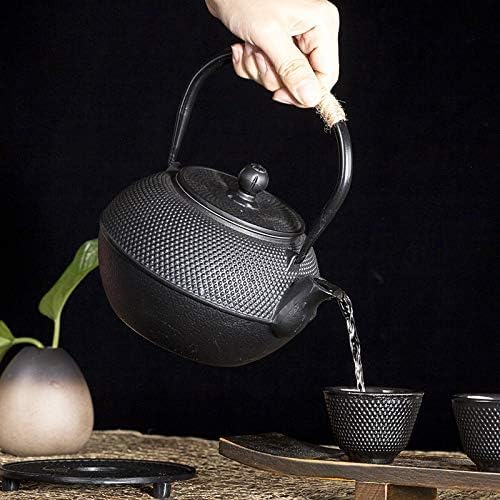 40.6oz Cast Iron Teapot, Japanese Tetsubin Tea Kettle for Stovetop Safe, Black Cast Iron Tea Kettle with Infuser for Loose Leaf