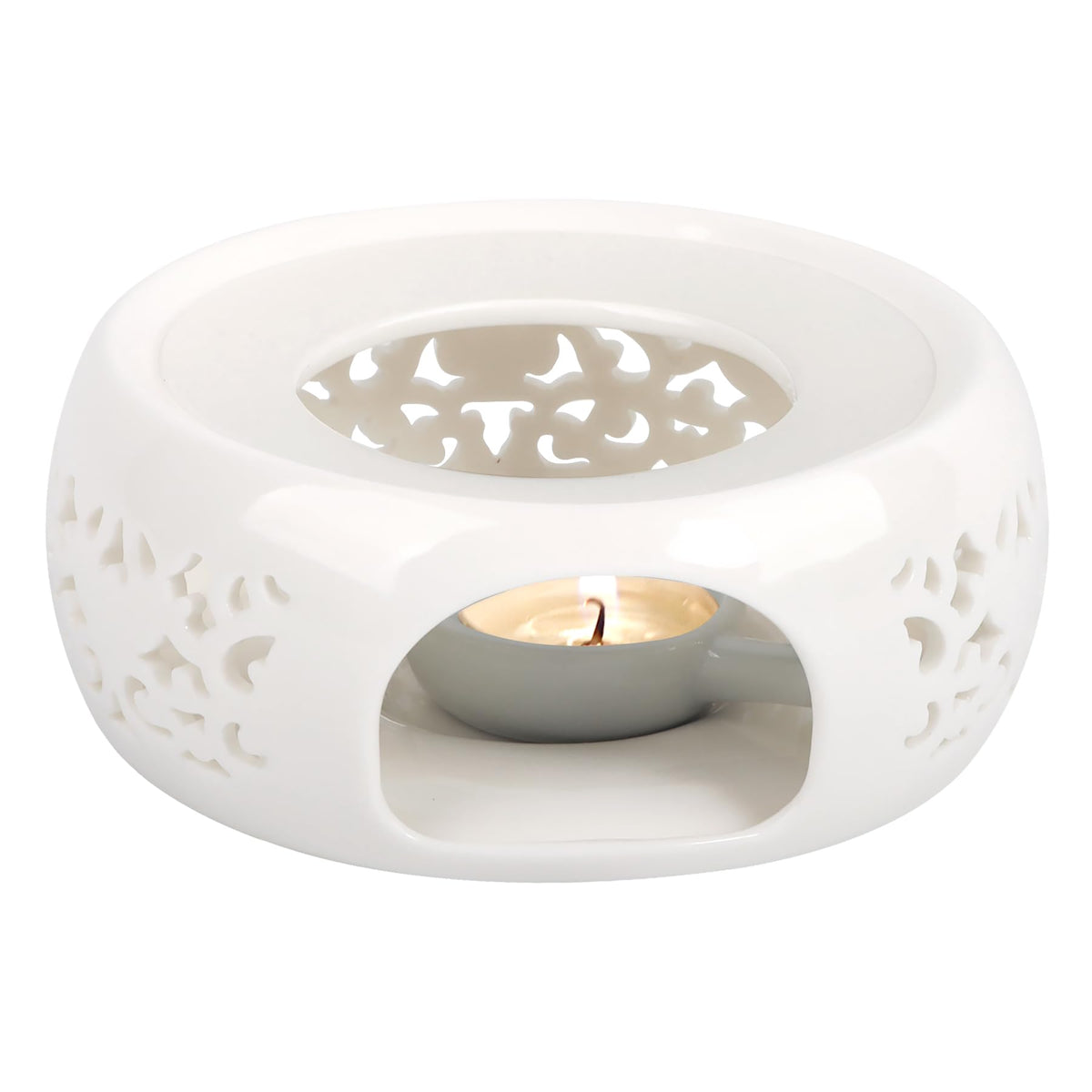 KAYCROWN Teapot Warmer, Ceramic Tea Warmer with Tealight Holder, Teapot Heater for Heating Tea, Coffee, Milk, Tea Light