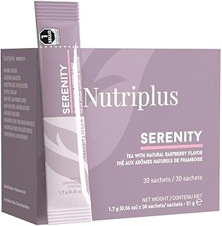 FARMASi Nutriplus Serenity Raspberry Herbal Tea – Caffeine-Free Instant Fruity Tea Blend, Refreshing Hot or Iced Stick Tea, 30 Servings