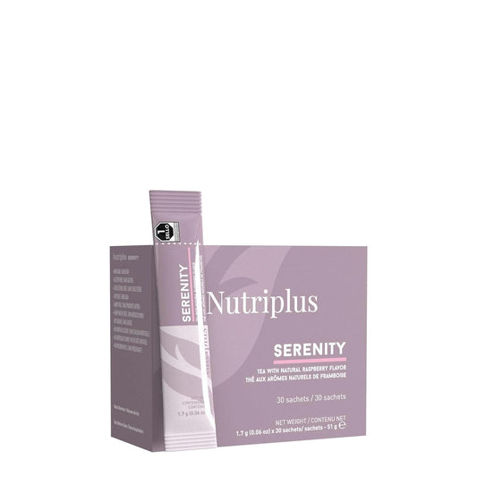 Farmasi Nutriplus Serenity Raspberry Herbal Tea, 0.06oz x 30 Servings | Caffeine-Free Instant Fruity Tea Blend, Refreshing Light and Flavorful Herbal Drink, Plant Based, Vegan, Sugar Free