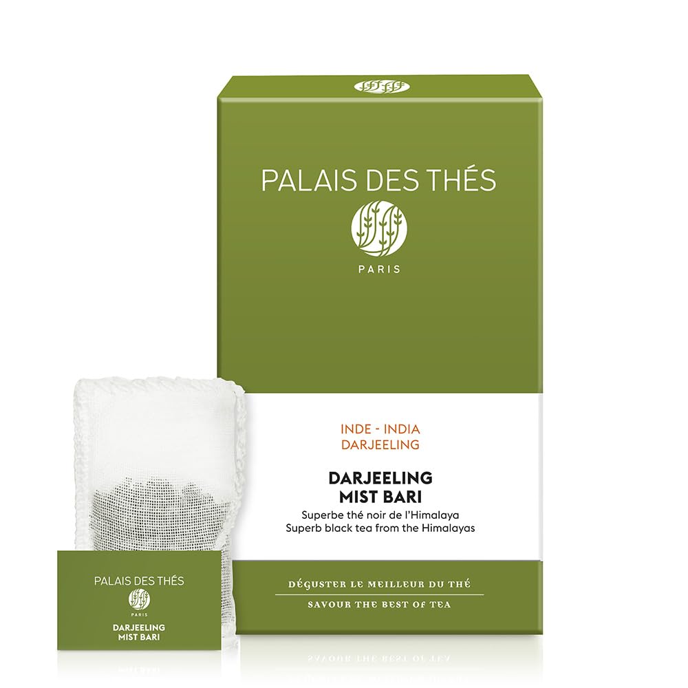 Palais des Thés - Organic Darjeeling Mist Bari - Indian Black Tea - Premium Tea Bags, Serves 20 Cups