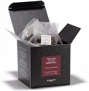 Dammann Freres Sachets, Jardin Bleu Tea Bags, Premium Gourmet French Black Tea, Blend Strawberry, Rhubarb Flavors, 25 Count (Single Pack)