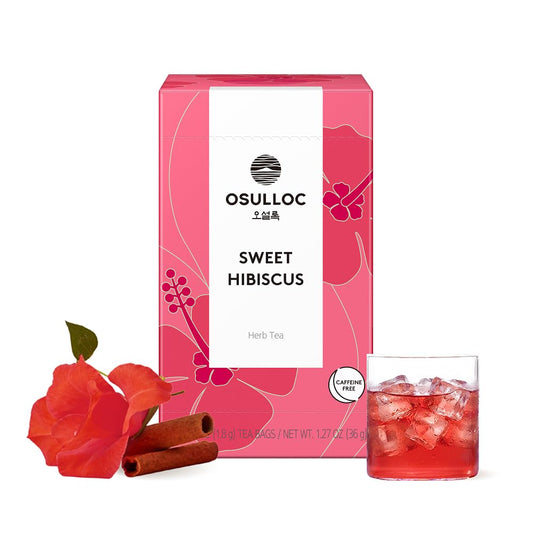 OSULLOC Sweet Hibiscus (Lemon &amp; Cinnamon flavor), Decaffeinated Herbal tea, Relaxing Fruit Blended Hibiscus tea, Premium Tea bags from Jeju Island, 20 count, 1.27 oz